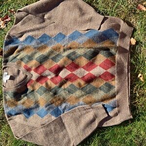 TRICOTS ST RAPHAEL ▪︎ Men's Merino Wool Argyle Sweater - Browns, Burgundy &Blues